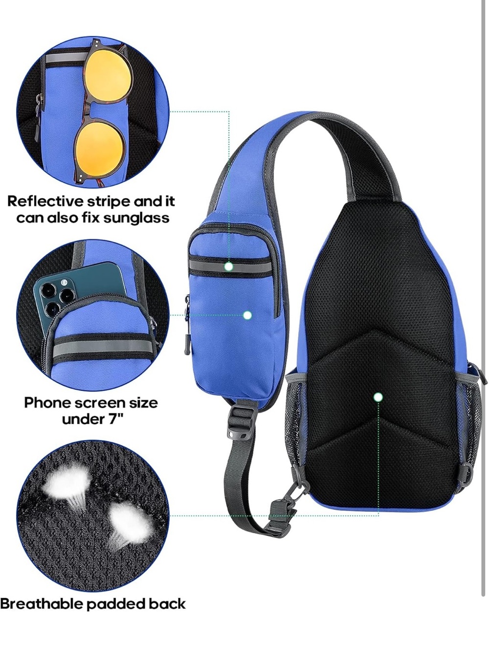 WATERFLY Crossbody Sling Backpack Sling Bag Travel Hiking Chest Bag Daypack - Picture 5 of 8